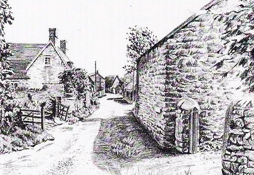 Drawing of Cross Lane in the 1970s by Neill Morris